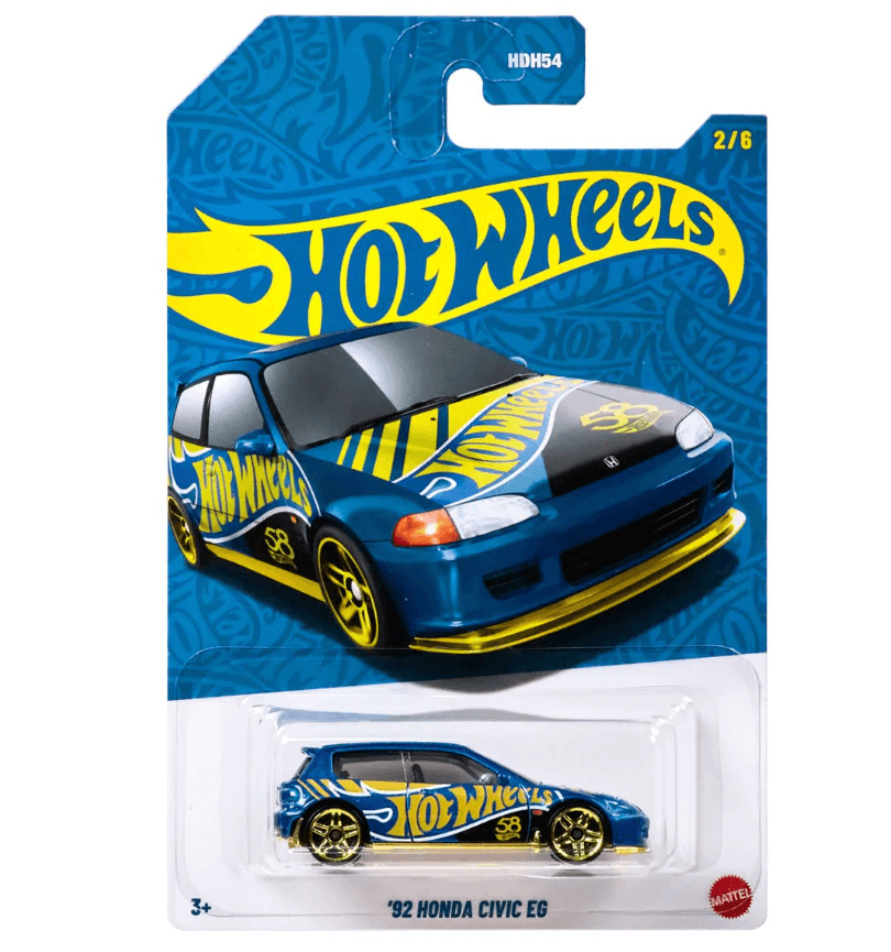 Hot Wheels 58th Anniversary Pearl & Chrome 2026 Blue-Gold 92 Honda Civic EG